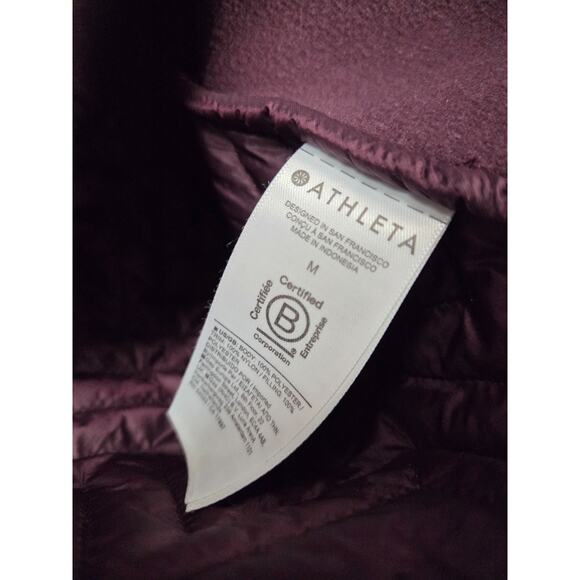 ATHLETA Cozy Sherpa Snap Sweatshirt Plush Dark Purple Eggplant Medium - Picture 3 of 5